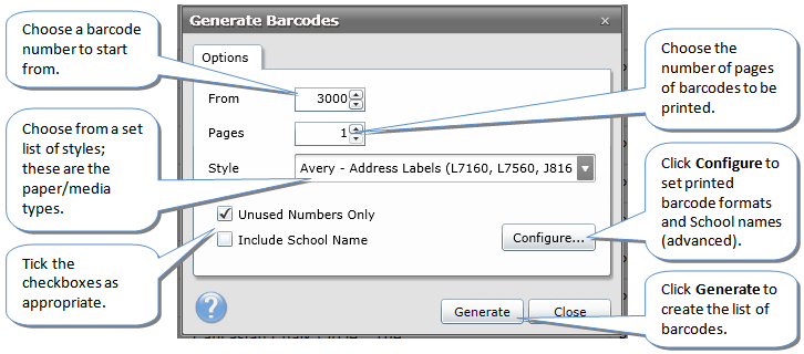 Using Generate Barcodes